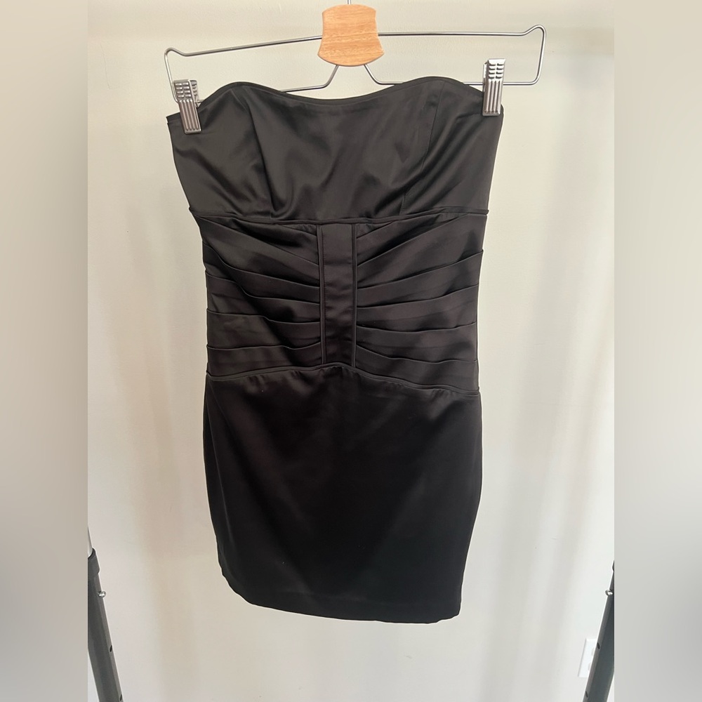 bebe Black Strapless Mini Dress